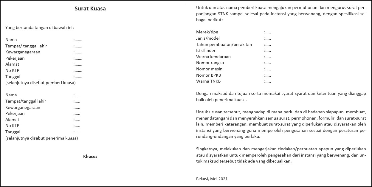 Contoh Surat Pengantar Pembayaran Pajak Motor Dinas