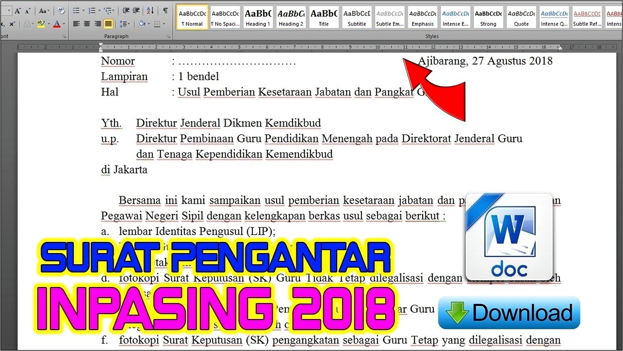 Contoh Surat Pengantar Pengajuan Nuptk Dari Kepala Sekolah Ke Dinas