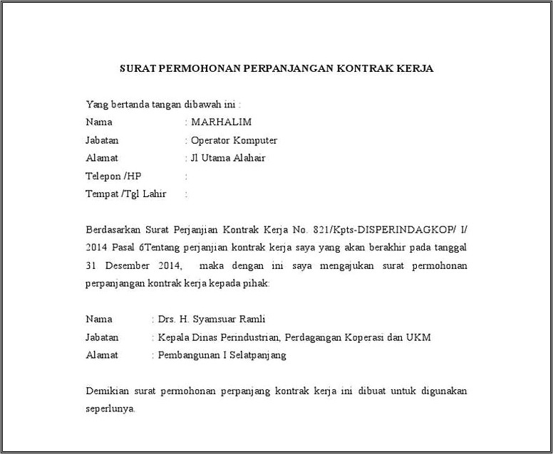 Contoh Surat Pengantar Perpanjangan Usaha