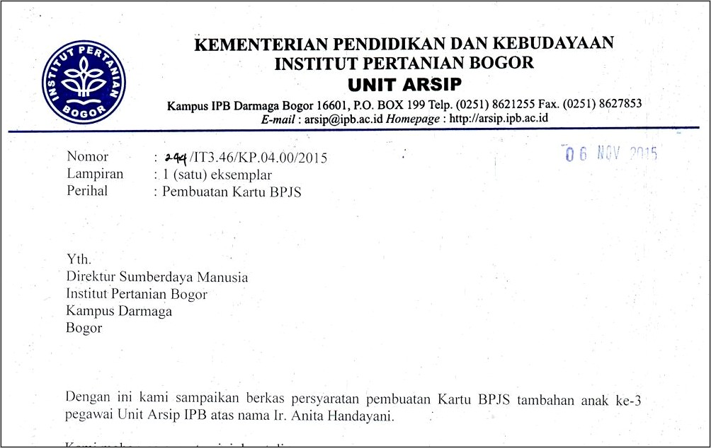 Contoh Surat Pengantar Perusahaan Untuk Bpjs Anak Karyawan