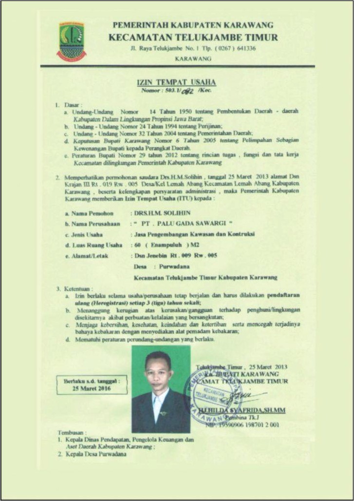 Contoh Surat Pengantar Surat Ijin Tempat Usaha