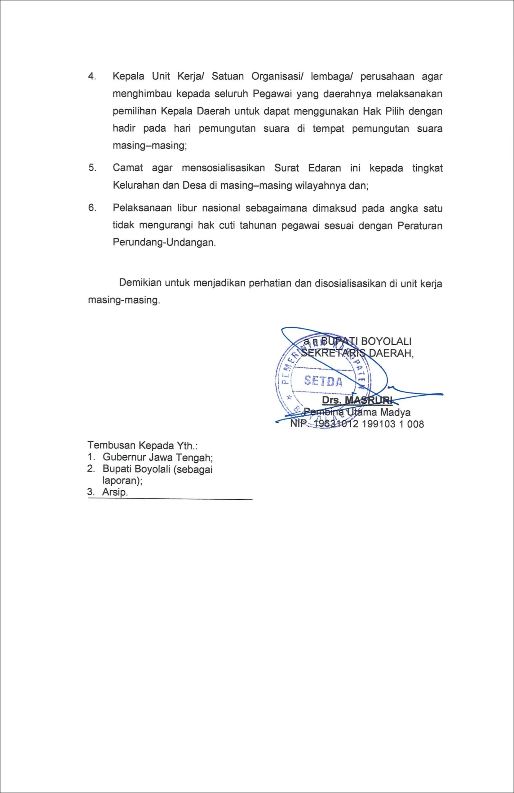 Contoh Surat Pengumuman Libur Pemilu Untuk Perusahaan