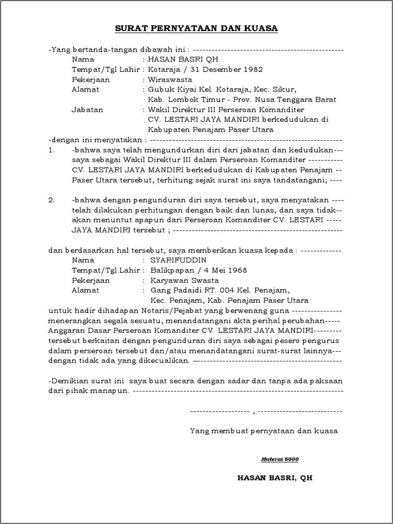 Contoh Surat Pengunduran Diri Dari Perusahaan Format Word