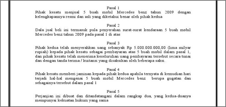 Contoh Surat Penjualan Kendaraan Dinas