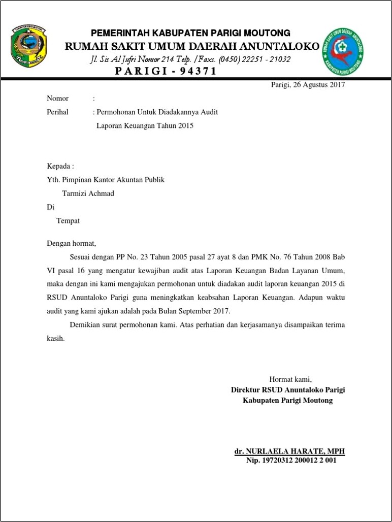 Contoh Surat Penunjukan Kantor Akuntan Publik Oleh Perusahaan