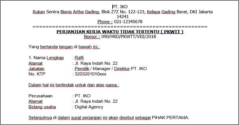 Contoh Surat Peralihan Perusahaan