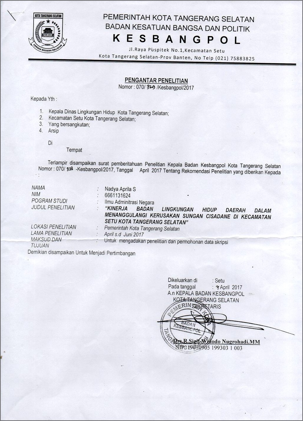 Contoh Surat Perizinan Lingkungan Prov Banten