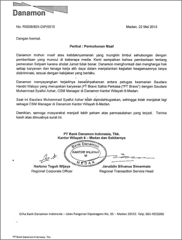 Contoh Surat Perizinan Pemberitahuan Memakai Tempat