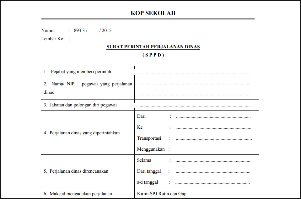 Contoh Surat Perjalanan Dinas Beserta Kop Surat