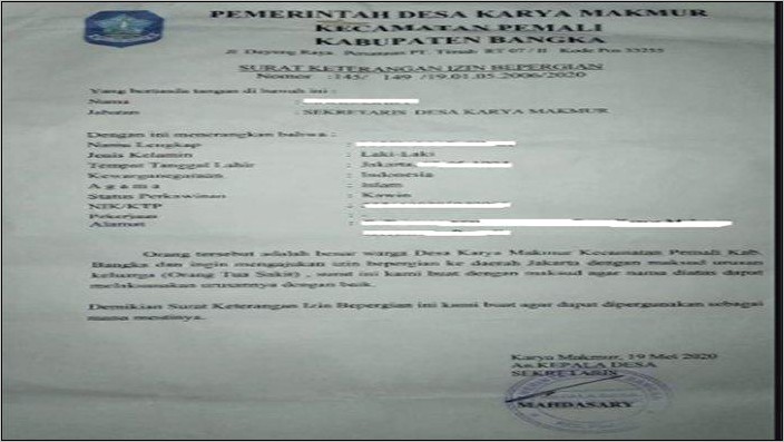 Contoh Surat Perjalanan Dinas Guru Doc