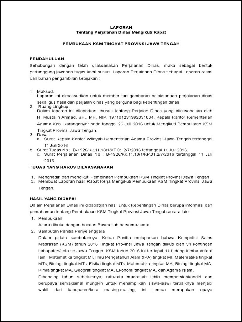 Contoh Surat Perjalanan Dinas Kemenag Doc