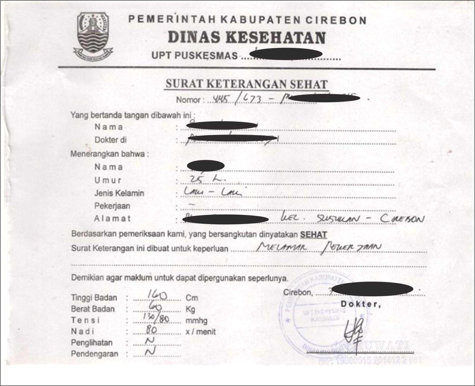 Contoh Surat Perjalanan Dinas Kesehatan Kota Cirebon