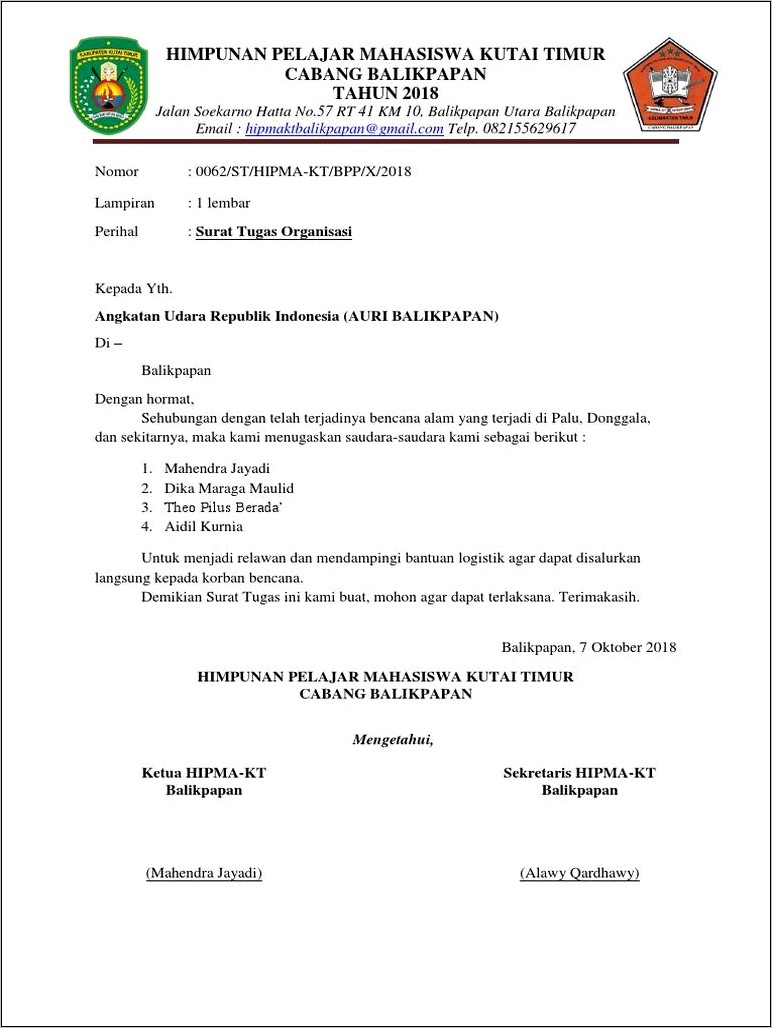 Contoh Surat Perjalanan Dinas Menghadiri Seminar Doc