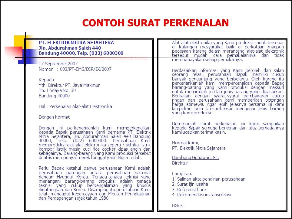 Contoh Surat Perkenalan Perusahaan Ke Perusahaan Lain