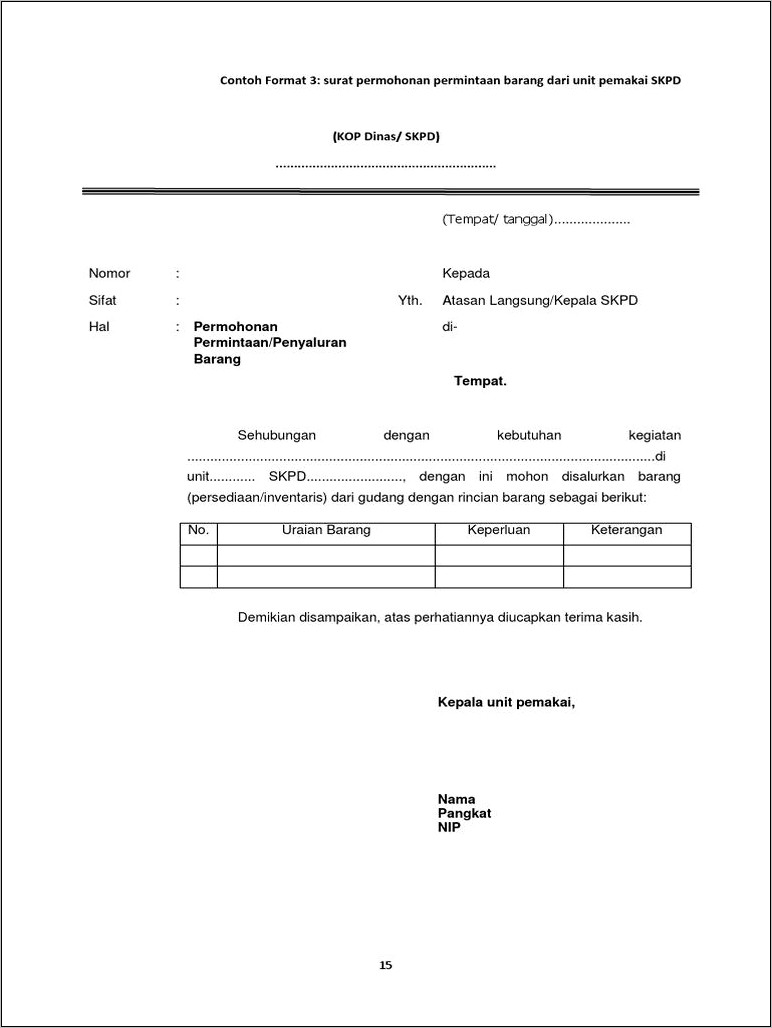 Contoh Surat Permintaan Barang Ke Dinas Pendidikan