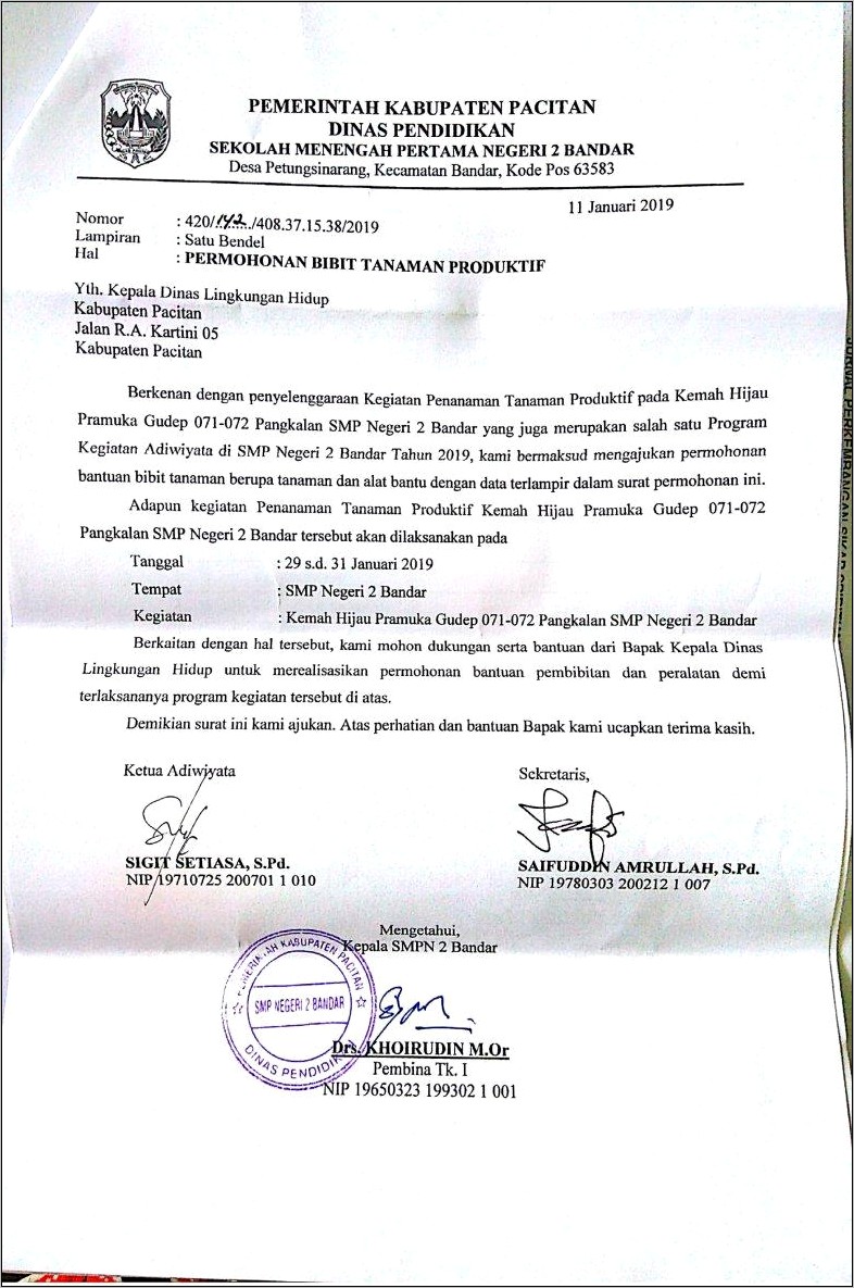 Contoh Surat Permintaan Bibit Pohon Ke Dinas Kehutanan