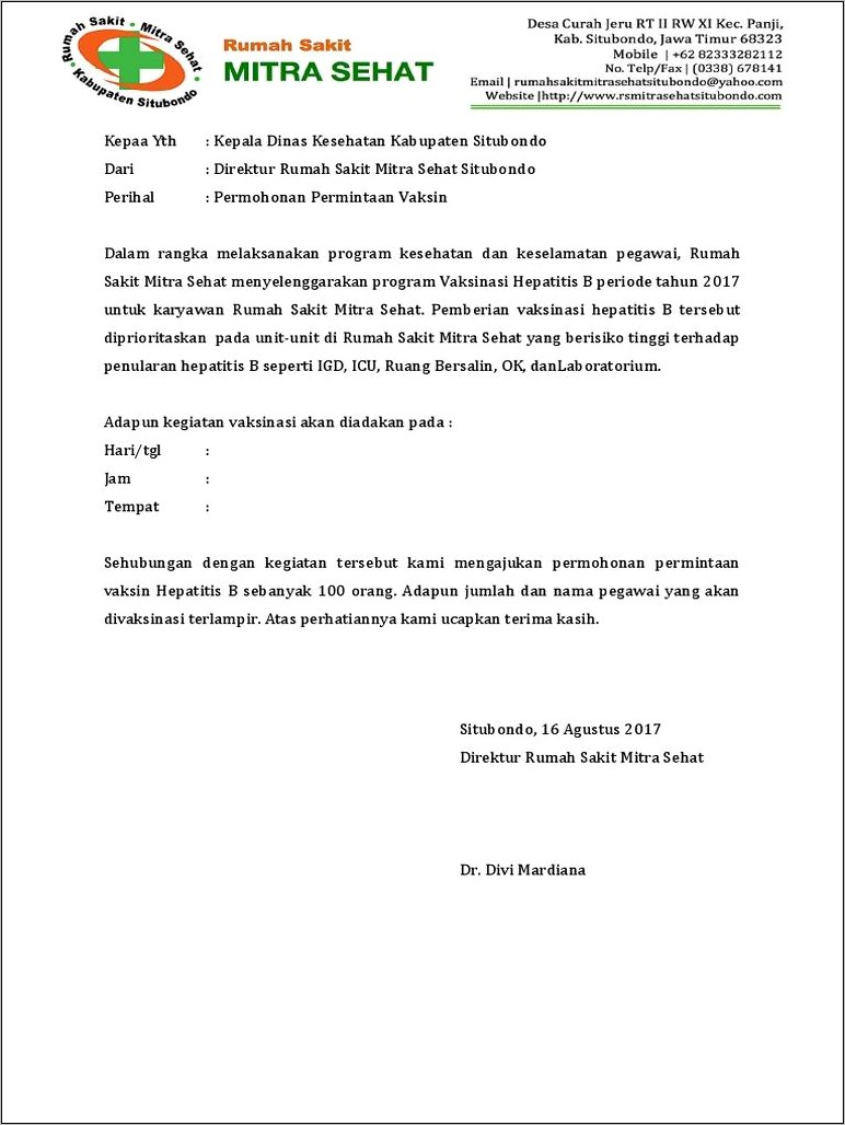 Contoh Surat Permintaan Rutin Perusahaan