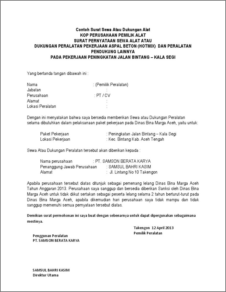 Contoh Surat Permohonan Pengembalian Tanah