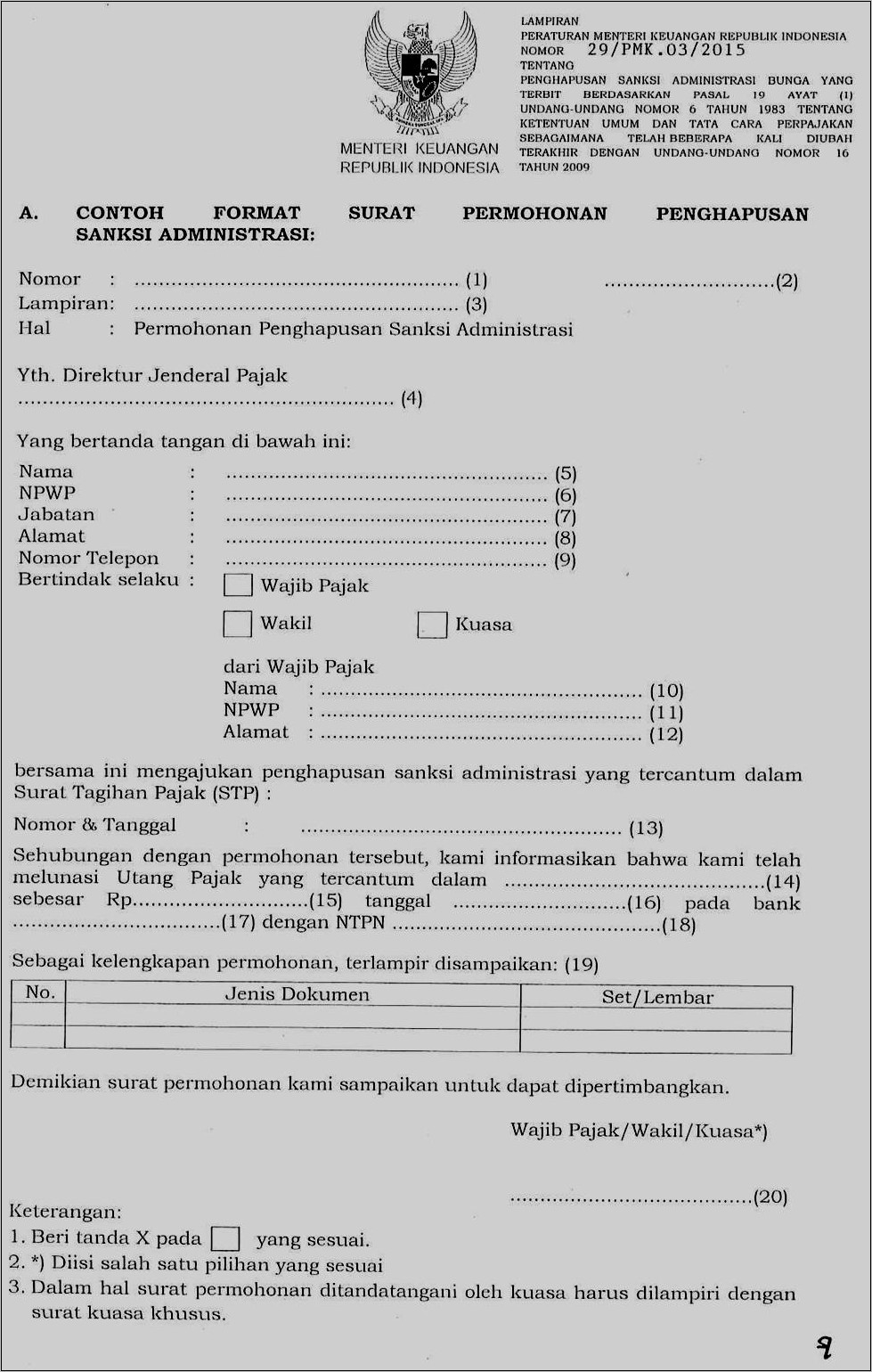 Contoh Surat Permohonan Penghapusan Sisa Material Bangunan