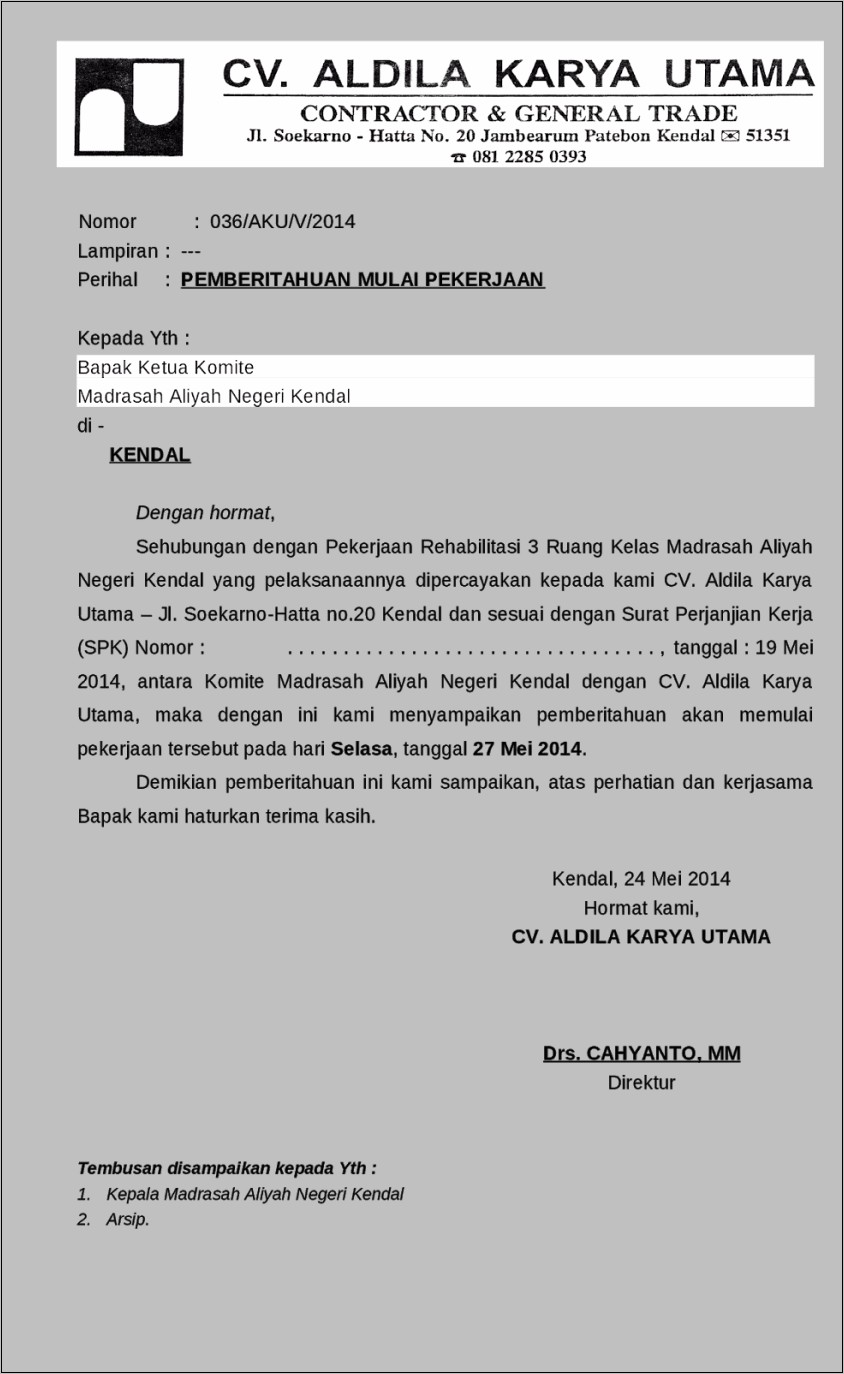 Contoh Surat Permohonan Penutupan Perusahaan