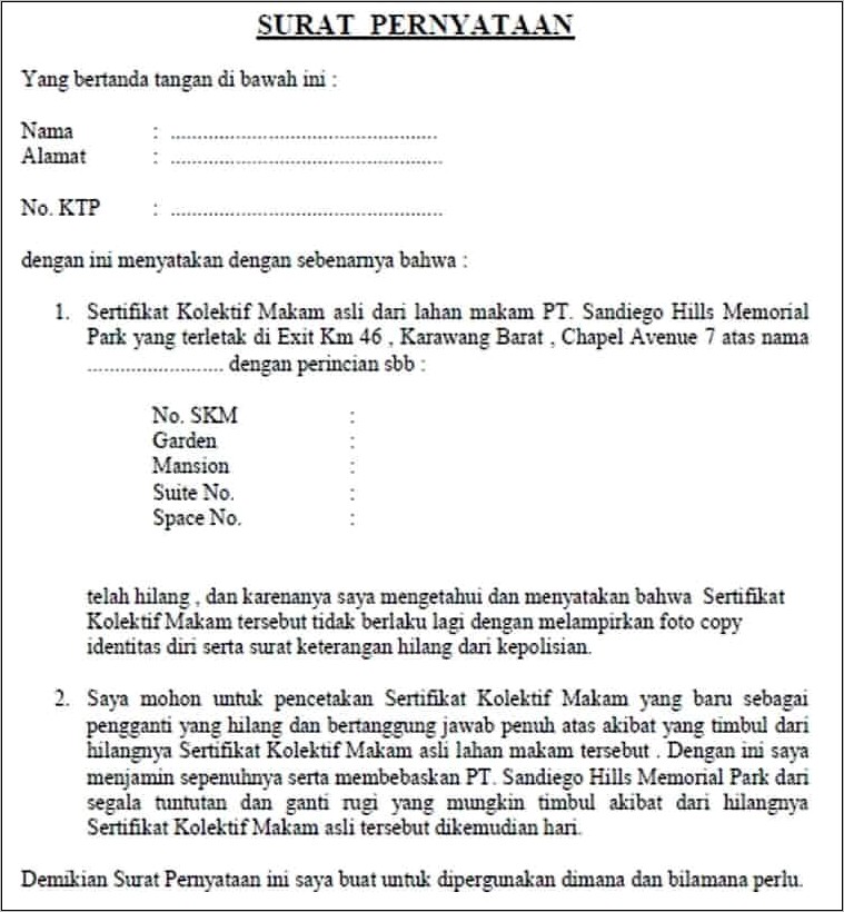 Contoh Surat Permohonan Pergantian Jenazah