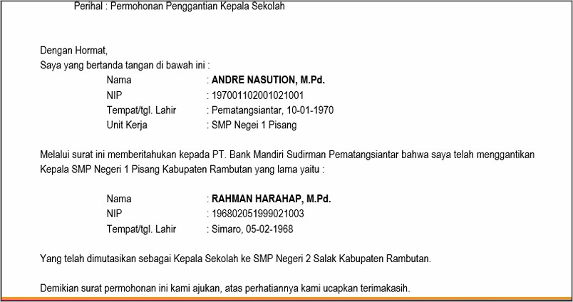 Contoh Surat Permohonan Pergantian Perubahan Stempel Ke Bank