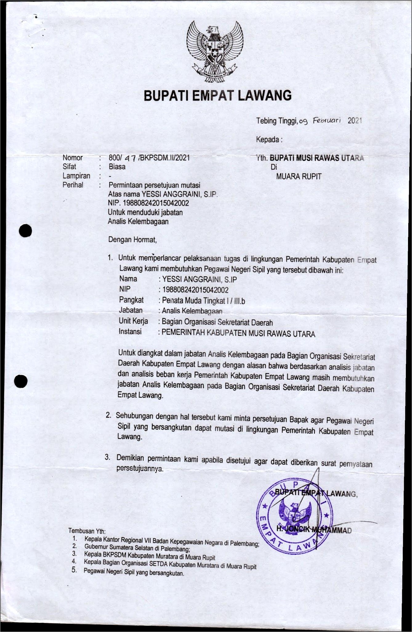 Contoh Surat Permohonan Pergantian Tugas Jabatan