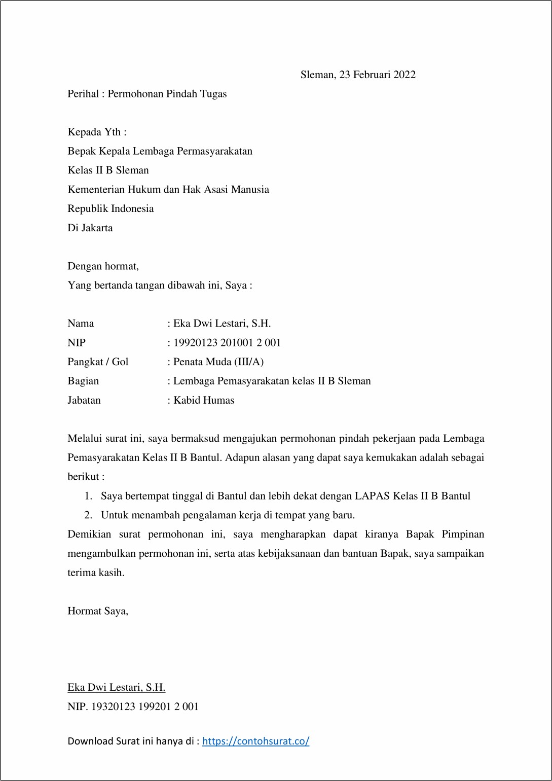 Contoh Surat Permohonan Pimpinan Lembaga Ac.id