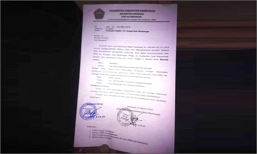 Contoh Surat Permohonan Pjs Kepala Desa
