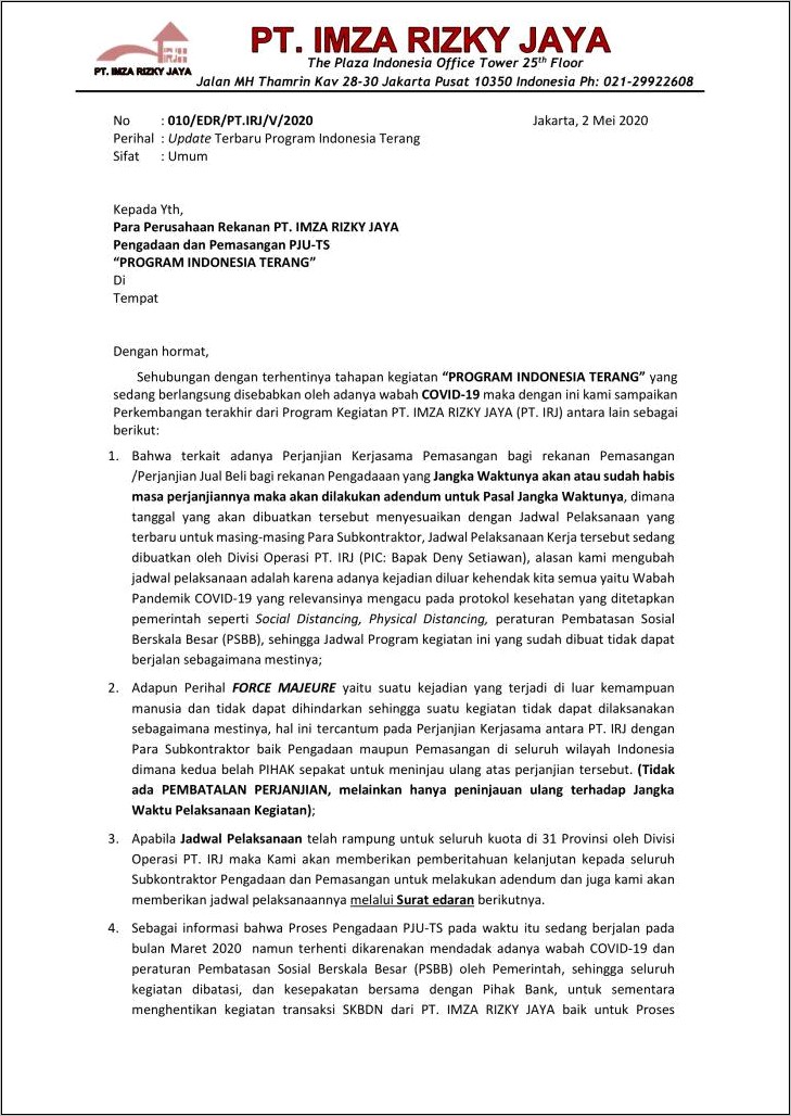 Contoh Surat Permohonan Pju Dki Jakarta