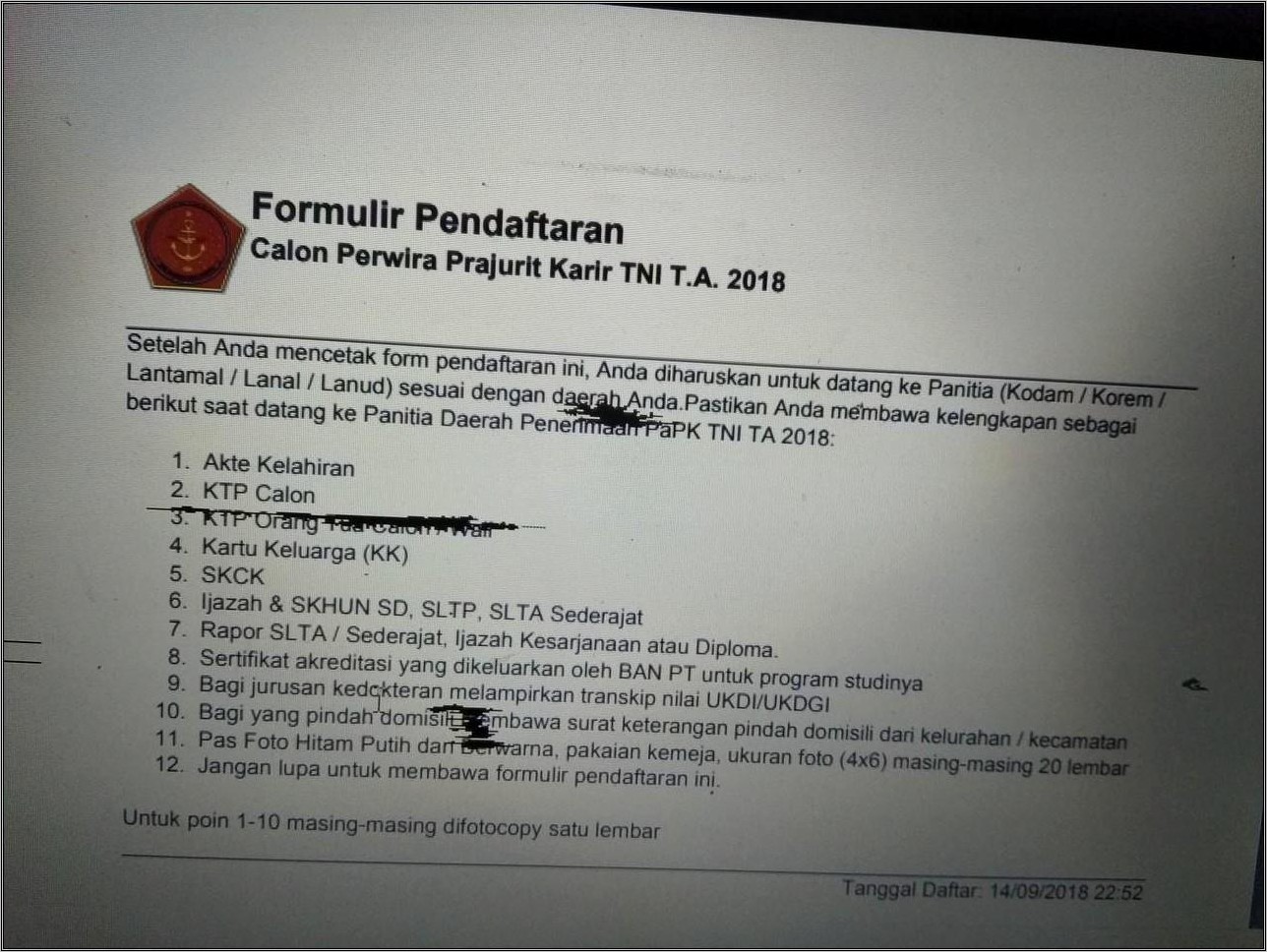 Contoh Surat Permohonan Prajurit Tni