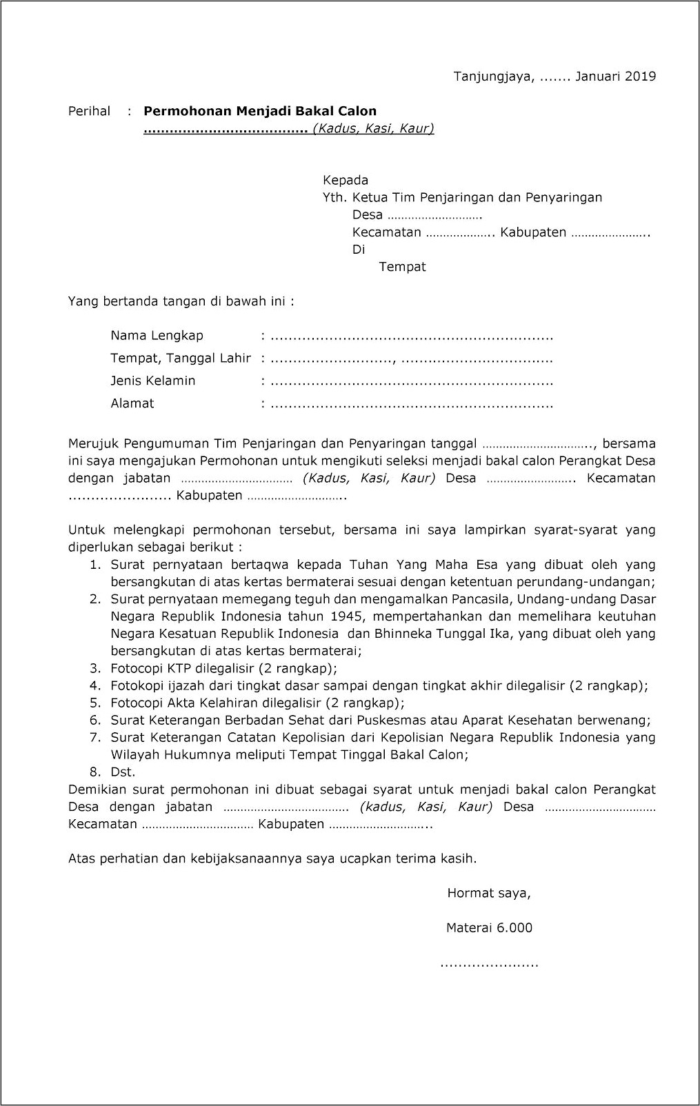 Contoh Surat Permohonan Puspendik