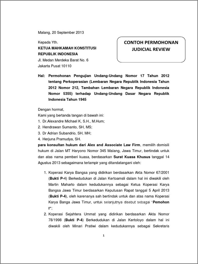 Contoh Surat Permohonan Puu