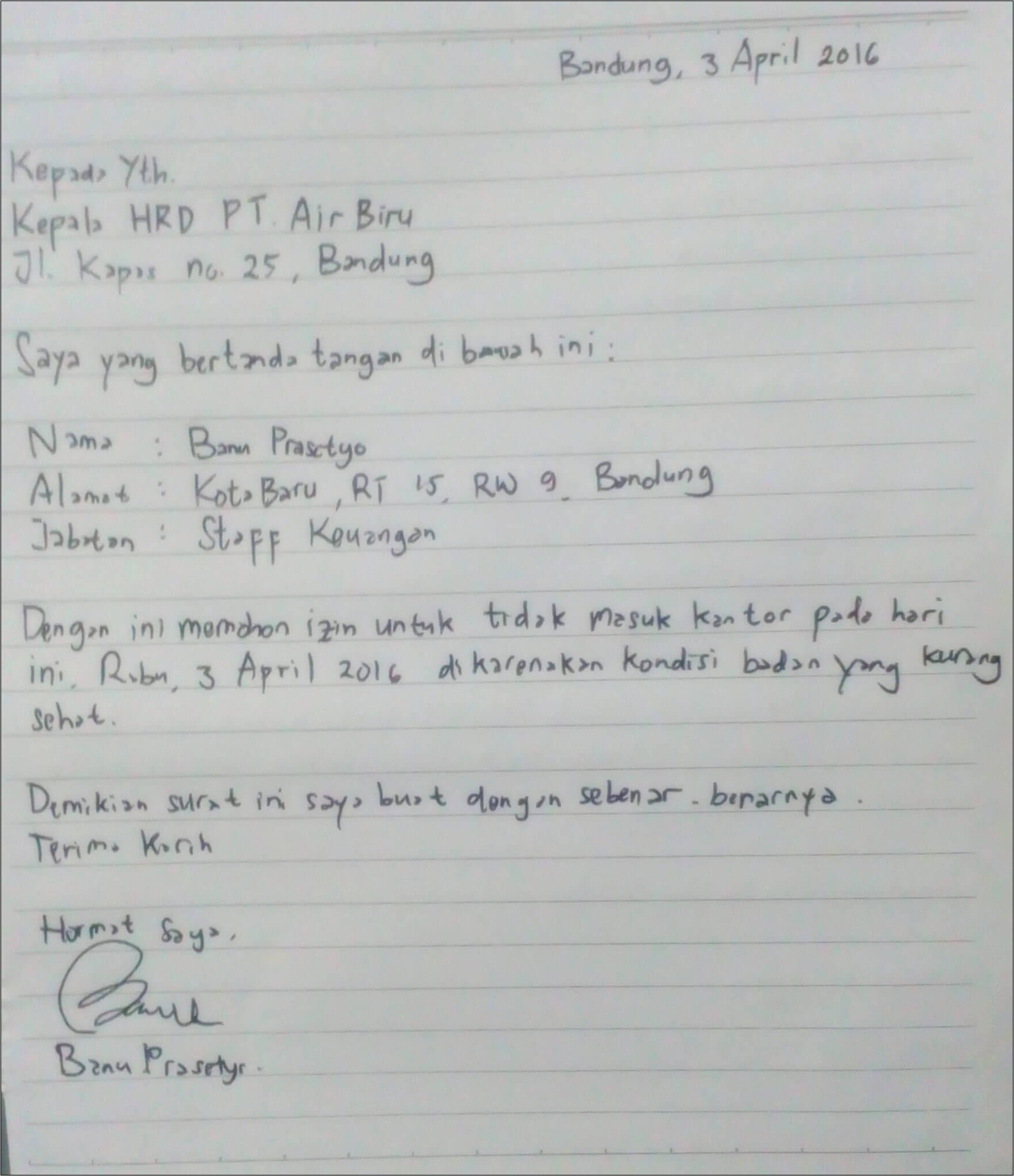 Contoh Surat Permohonan Reedem Point