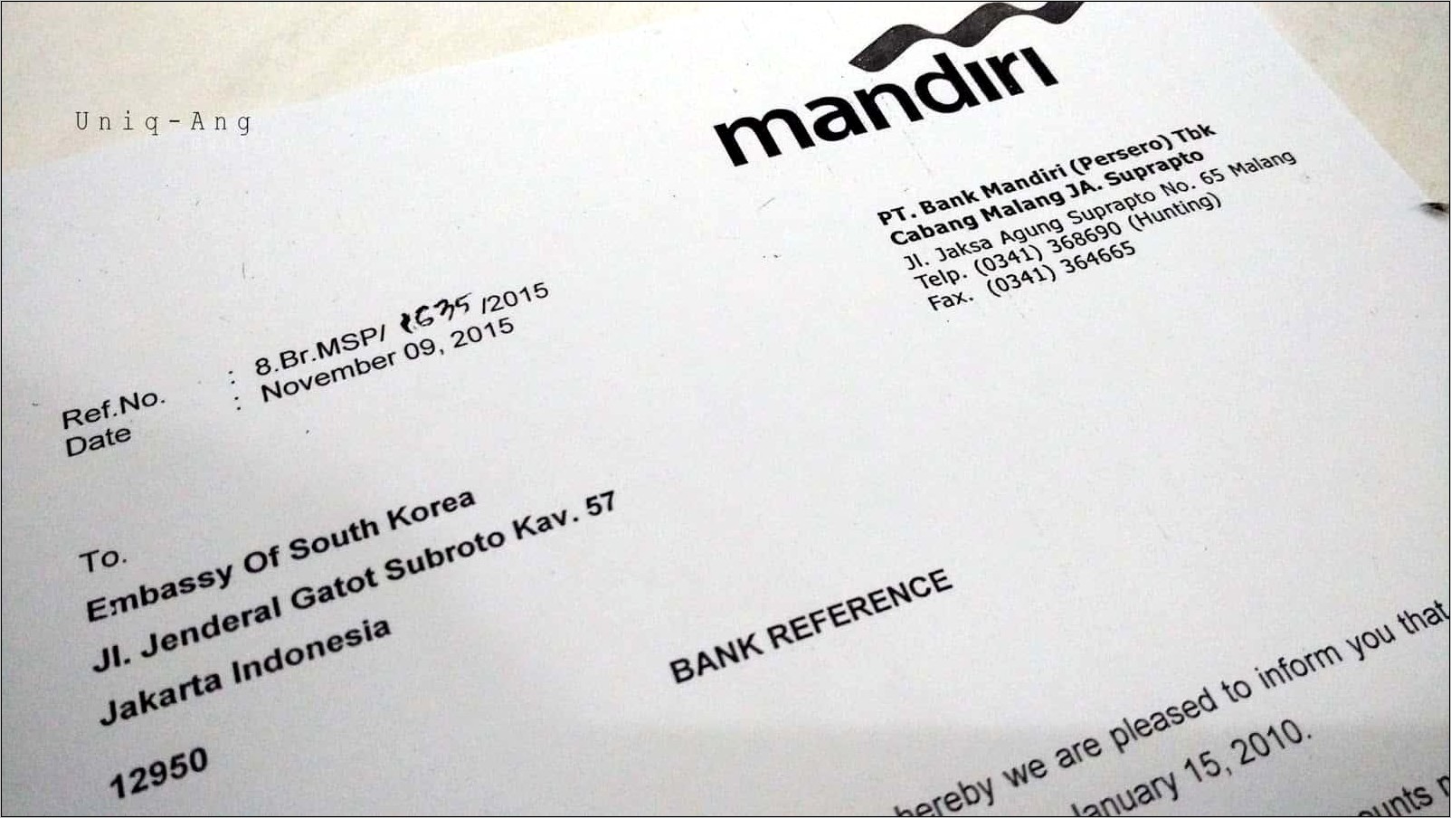 Contoh Surat Permohonan Referensi Bank Untuk Pembukaan Rekening