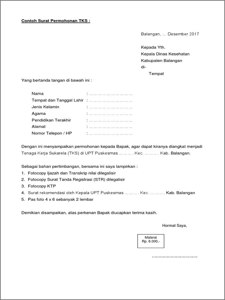 Contoh Surat Permohonan Registrsi Ahu