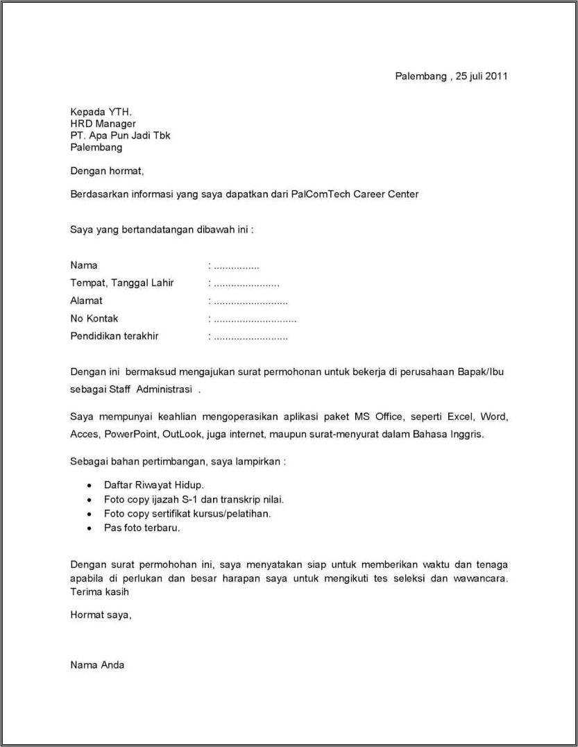 Contoh Surat Permohonan Rekanan Bank Indonesia