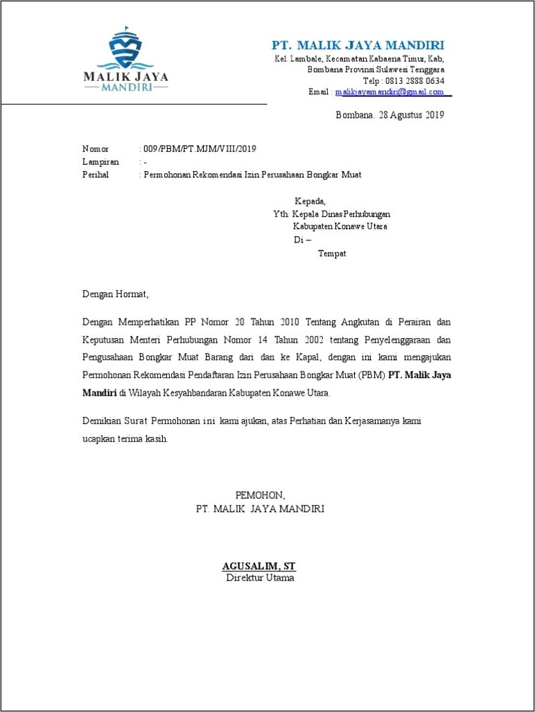 Contoh Surat Permohonan Rekomendasi Jasa Kominfo Pekanbaru