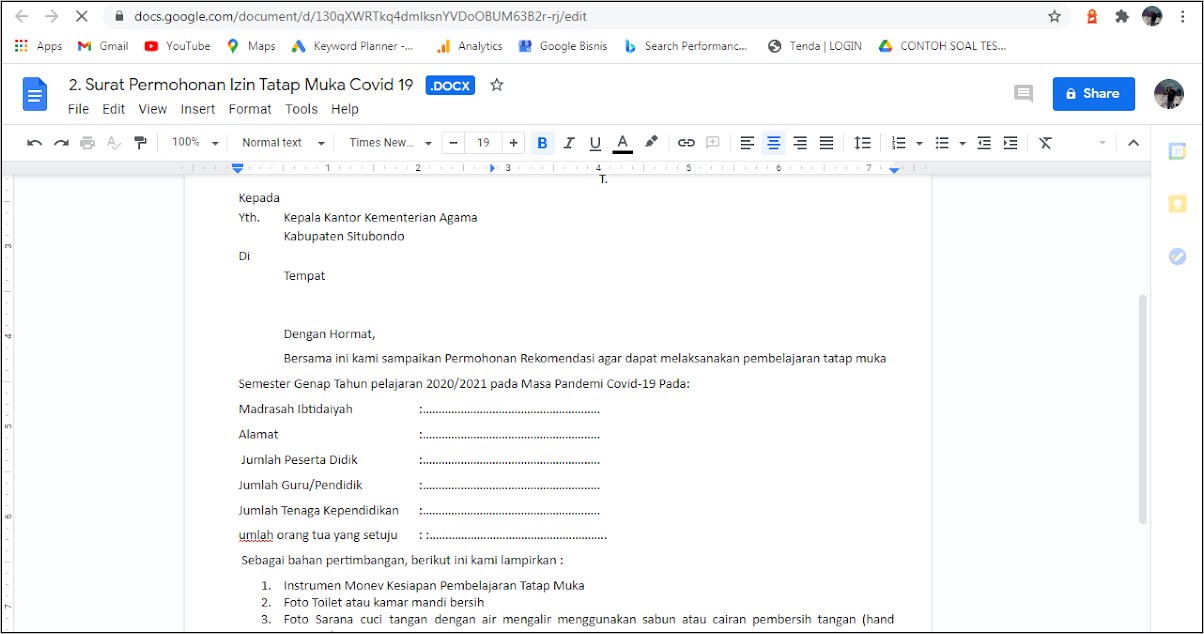 Contoh Surat Permohonan Rekomendasi Sekolaj Kota