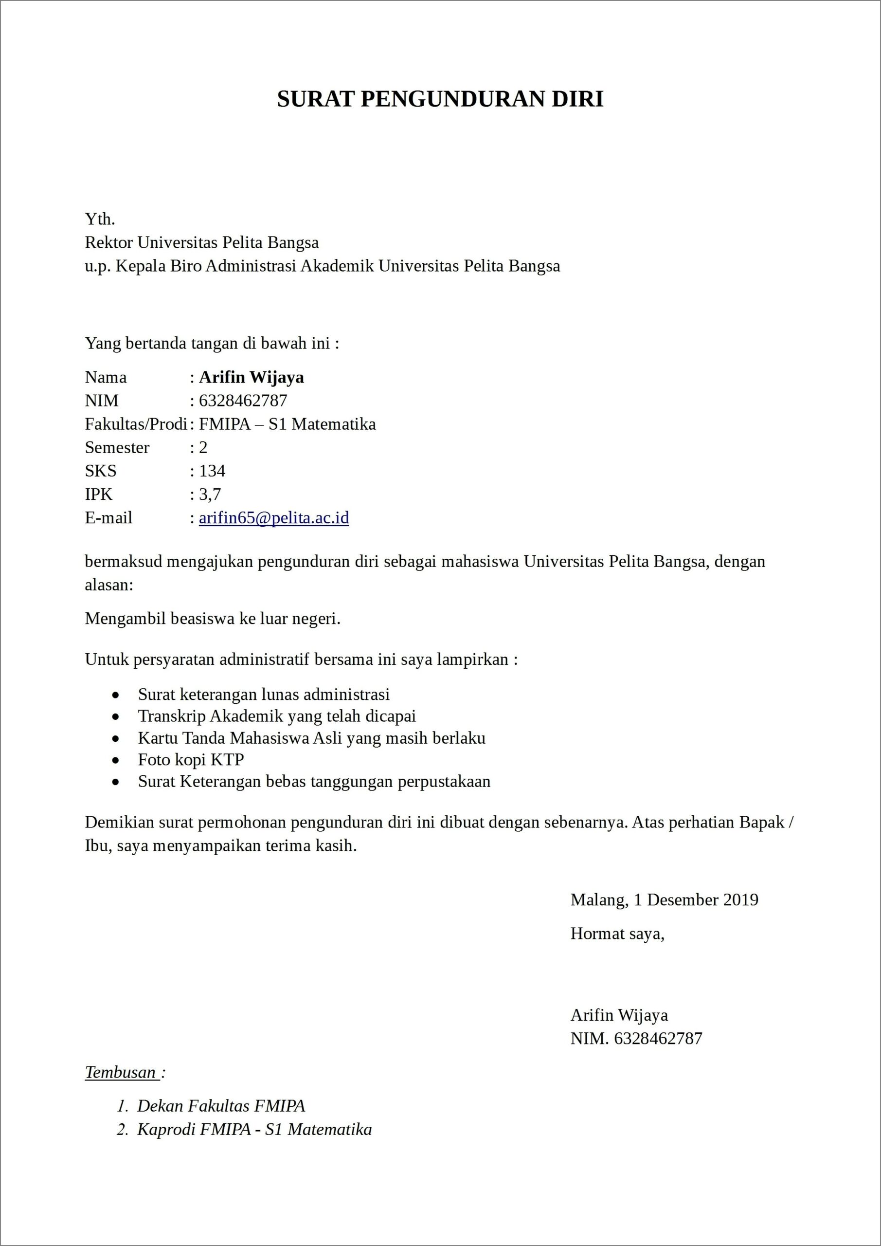Contoh Surat Permohonan Resmi Institut Teknologi Medan