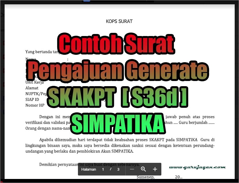 Contoh Surat Permohonan S29