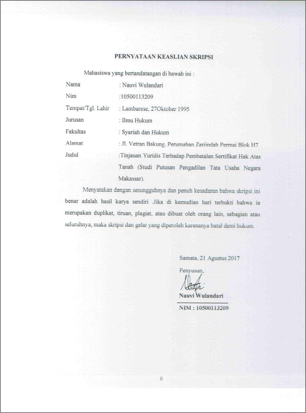 Contoh Surat Permohonan Setifikat