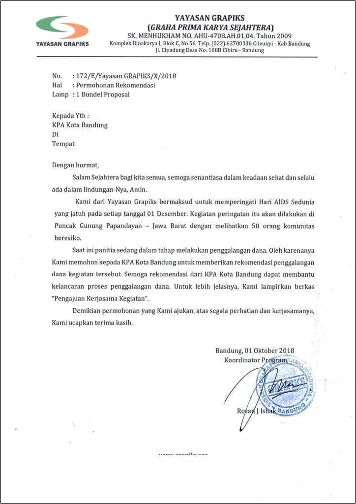 Contoh Surat Permohonan Sipa Kabupaten Bandung