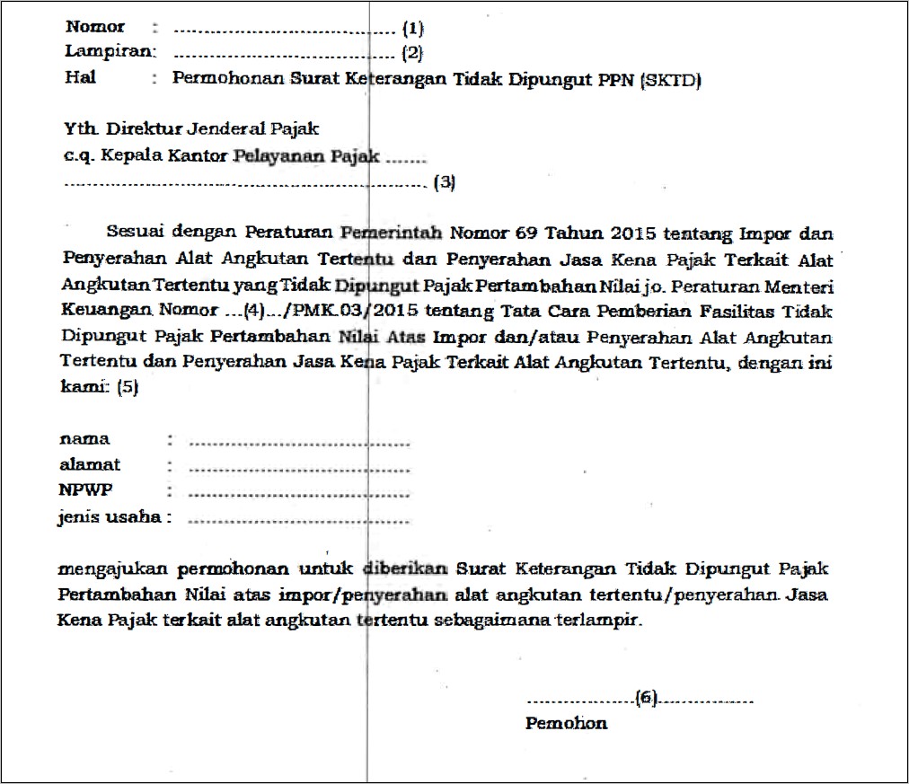 Contoh Surat Permohonan Skb Ppn