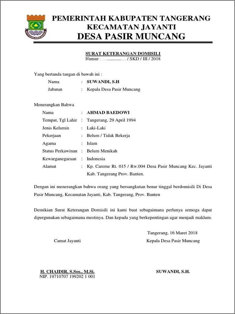 Contoh Surat Permohonan Skdp Tangerang Doc