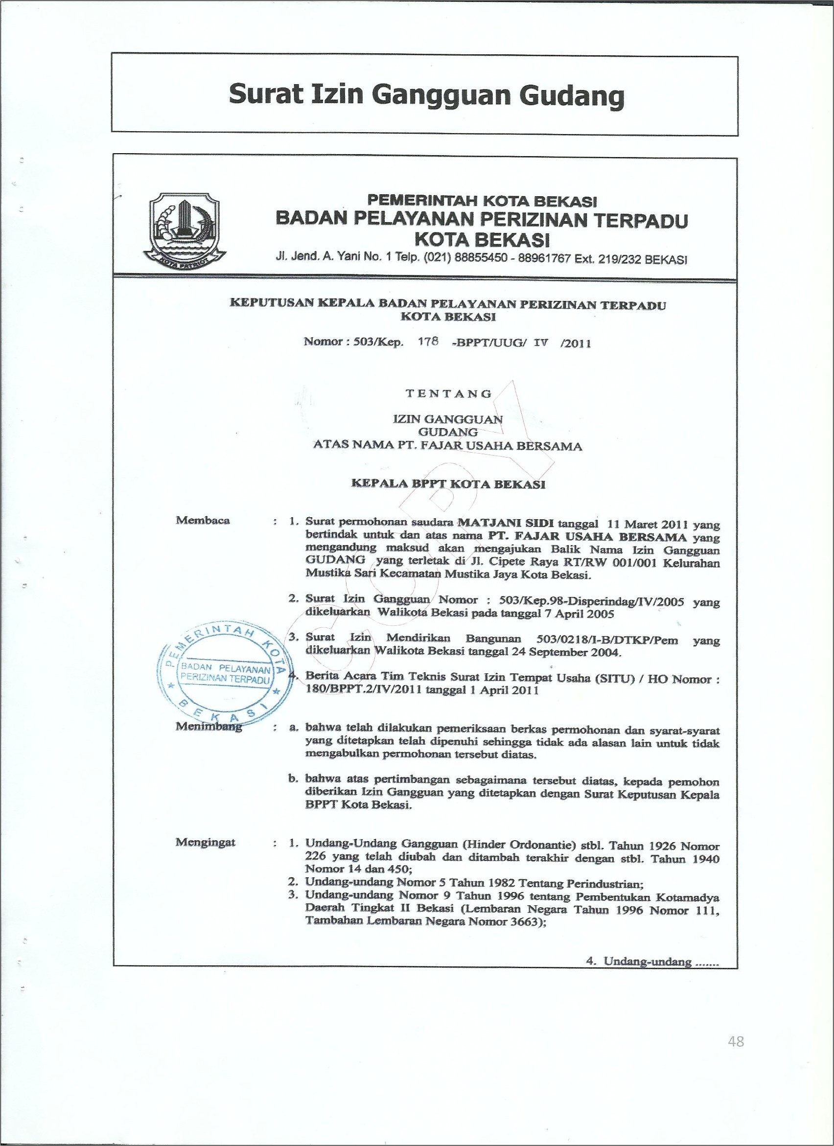 Contoh Surat Permohonan Skdu Kota Bekasi