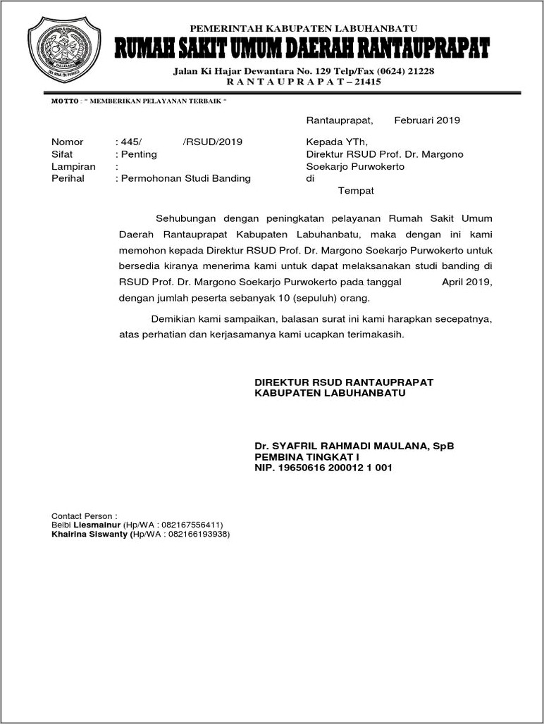 Contoh Surat Permohonan Studi Banding Ke Provinsi