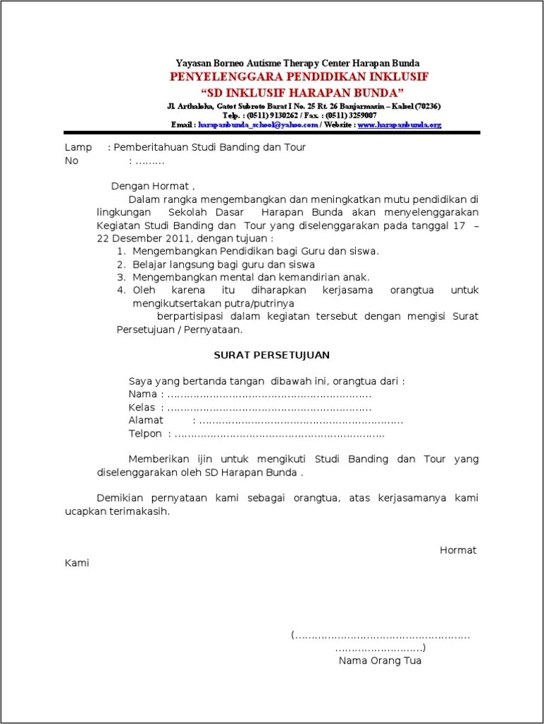 Contoh Surat Permohonan Study Edukasi