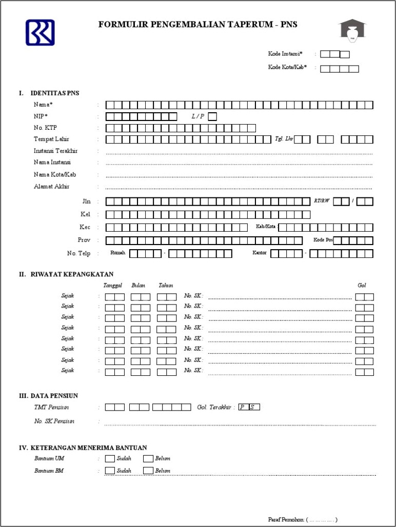 Contoh Surat Permohonan Taperum