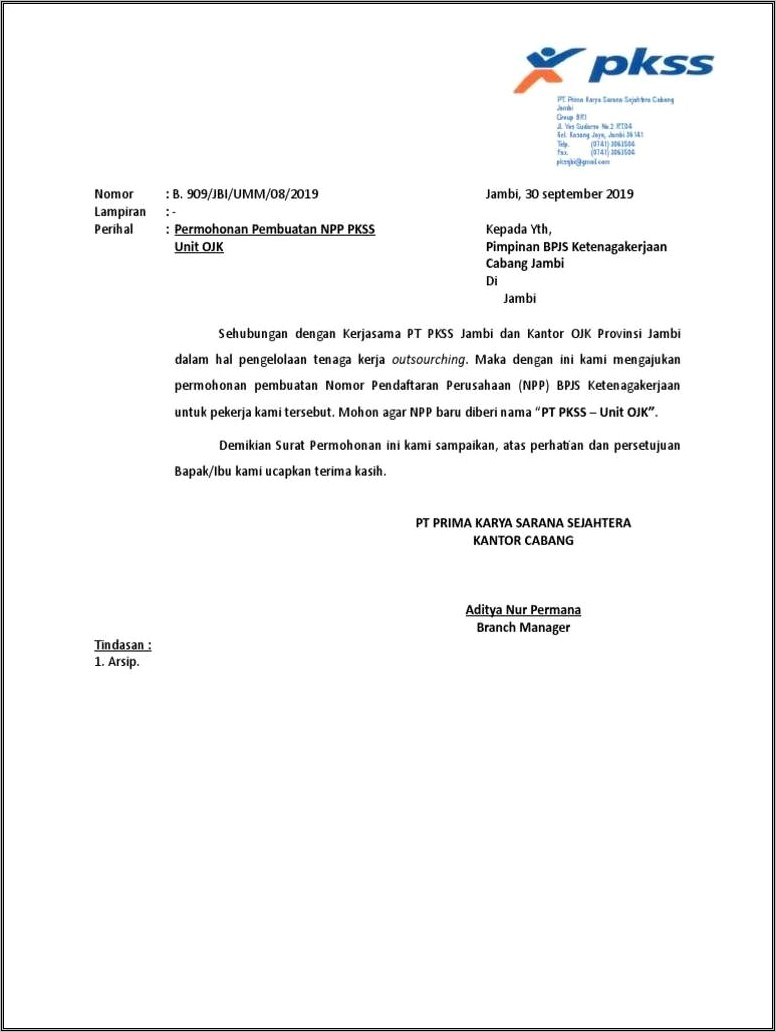 Contoh Surat Permohonan Tenaga Kader Jumantik